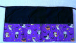 Costume Cats on Purple Halloween Cotton Fabric - Server/Waitress/Utility/Teacher Half Apron with 6 Pockets
