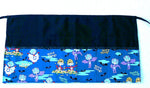 Halloween Things on Teal Fabric - Server/Waitress/Utility/Teacher Half Apron with 6 Pockets