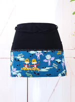 Halloween Things on Teal Fabric - Server/Waitress/Utility/Teacher Half Apron with 6 Pockets