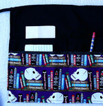 Creepy  Kooky Glow-in-the-Dark Skulls & Tomes Halloween Fabric - Server/Waitress/Teacher Half Apron with 6 Pockets
