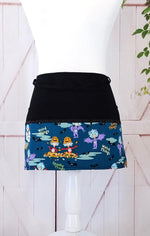 Halloween Things on Teal Fabric - Server/Waitress/Utility/Teacher Half Apron with 6 Pockets