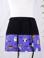 Costume Cats on Purple Halloween Cotton Fabric - Server/Waitress/Utility/Teacher Half Apron with 6 Pockets
