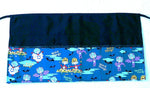 Halloween Things on Teal Fabric - Server/Waitress/Utility/Teacher Half Apron with 6 Pockets