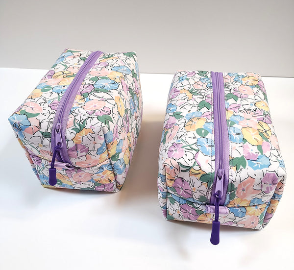 Boxy Cosmetic Pouch | Vintage Floral Print Makeup Bag | Travel Pouch | Toiletry Organizer | Gift for Her
