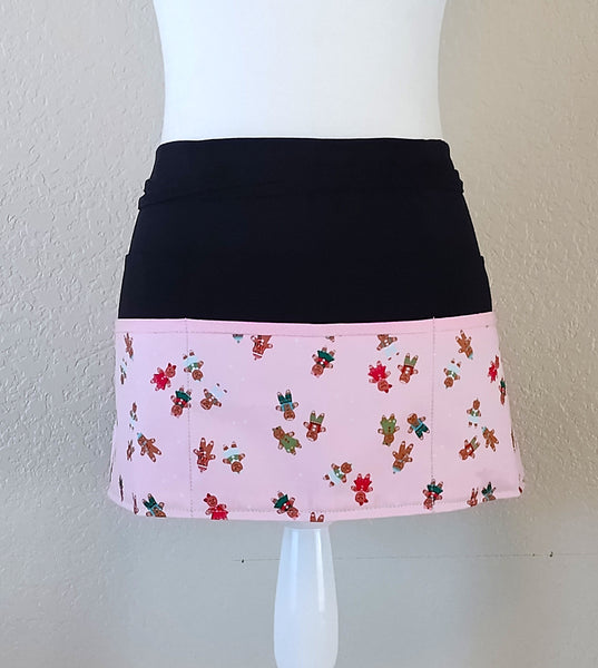Gingerbread Cookies Cotton Fabric /Server/Waitress/Utility/Teacher Apron, Half Apron with 6 pockets