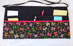 Patterned Bows & Holly Cotton Fabric/Server/Waitress/Utility/Teacher Apron, Half Apron with 6 pockets