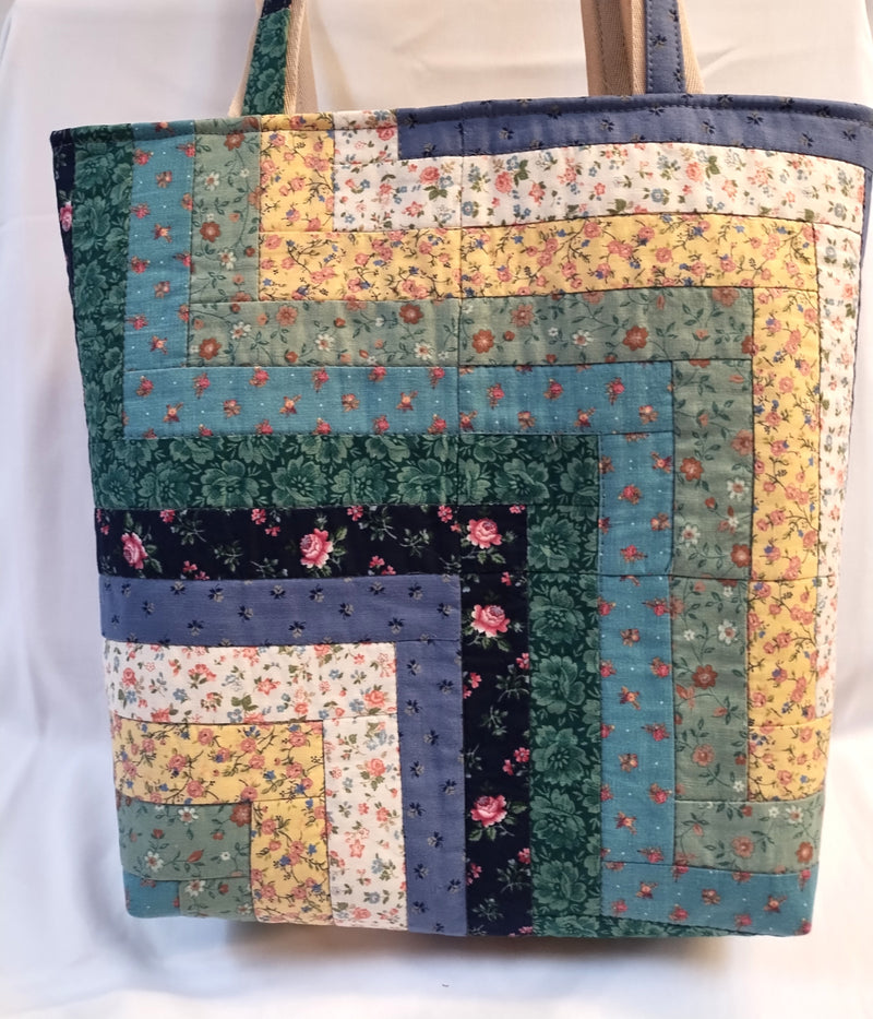 Quilted tote bag, made from up-cycled vintage quilt