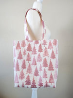 Pink Glitter Christmas Trees Tote Bag – Handmade Holiday Tote