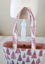 Pink Glitter Christmas Trees Tote Bag – Handmade Holiday Tote