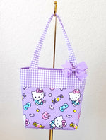Hello Kitty  mixed candy tote in purple background, toddler tote, Girls Gift