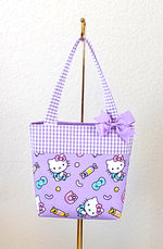 Hello Kitty  mixed candy tote in purple background, toddler tote, Girls Gift