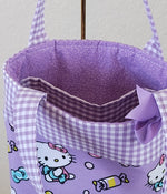 Hello Kitty  mixed candy tote in purple background, toddler tote, Girls Gift