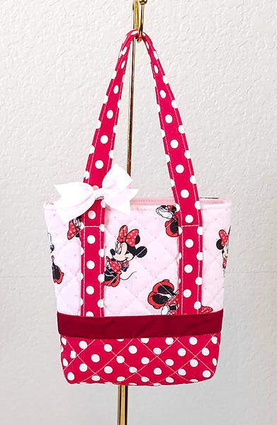 Quilted Minnie Mouse  tote, Toddler Tote, Girls gift