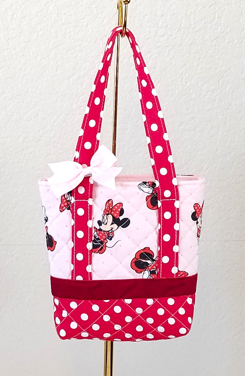 Quilted Minnie Mouse  tote, Toddler Tote, Girls gift