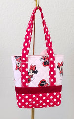 Quilted Minnie Mouse  tote, Toddler Tote, Girls gift