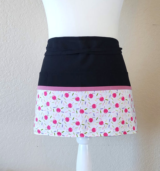 Cherry & Sprinkles Half Apron with 6 Pockets