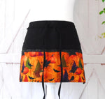 Witches Hats And Pumpkins Halloween Cotton Fabric Vendor/Server/Waitress/Utility/Teacher Apron, Half Apron with 6 pockets