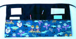 Halloween Things on Teal Fabric - Server/Waitress/Utility/Teacher Half Apron with 6 Pockets