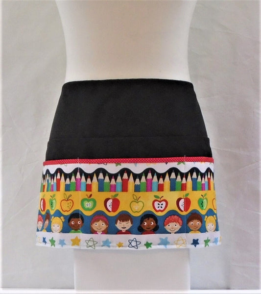 Classroom Whimsy: Back to School Apron - Perfect Teacher Appreciation Gift!  Back to School Half Apron, with 6 pockets
