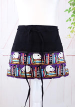 Creepy  Kooky Glow-in-the-Dark Skulls & Tomes Halloween Fabric - Server/Waitress/Teacher Half Apron with 6 Pockets